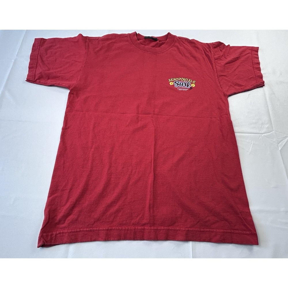 Aeropostale Surf Graphic T Shirt Red Y2K Skate Surf Style Men's Size L USA